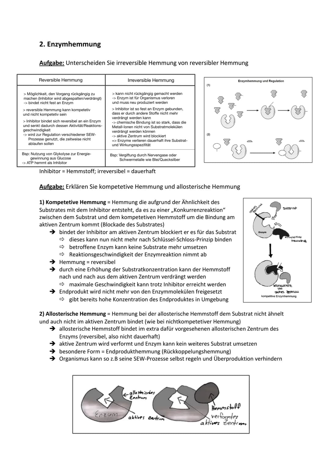 BIOLOGIE - Enzyme als Biokatalysatoren
1. Enzyme und ihre Wirkung
Aufgabe: Erklären Sie die Bedeutung der Bestandteile der Enzym-Substrat-Ko