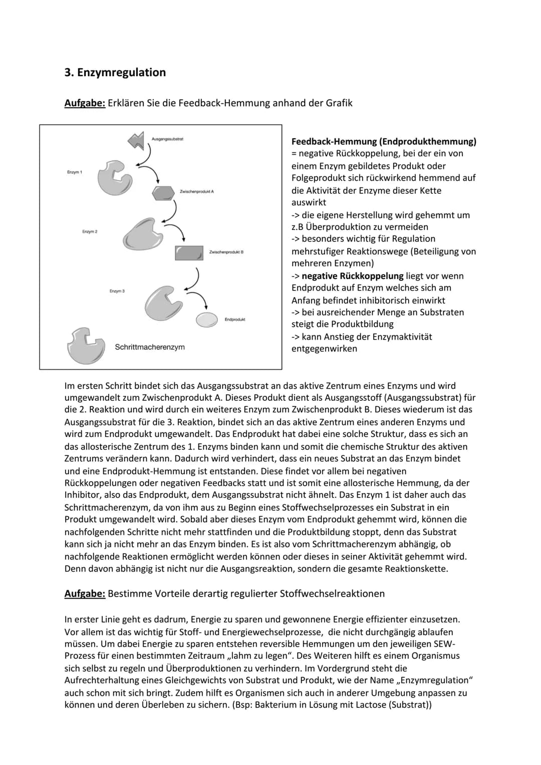 BIOLOGIE - Enzyme als Biokatalysatoren
1. Enzyme und ihre Wirkung
Aufgabe: Erklären Sie die Bedeutung der Bestandteile der Enzym-Substrat-Ko