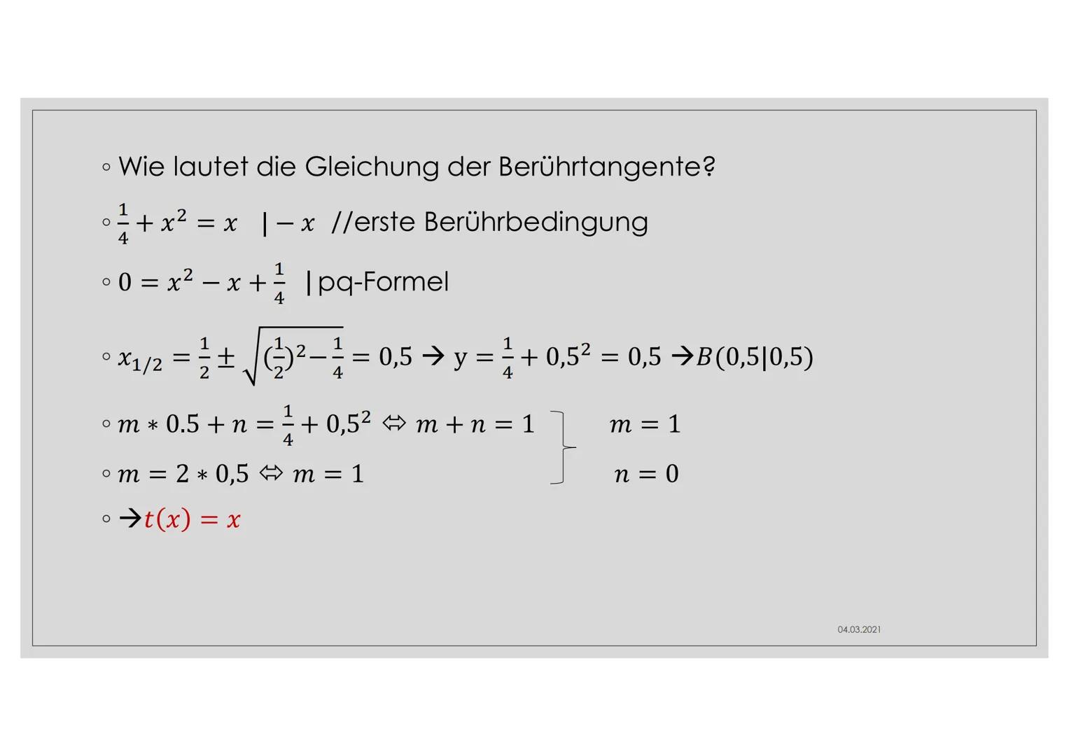 BERÜHRPROBLEM Thema
• Es berühren sich zwei Funktionen an einer Stelle (→ f und g
berühren sich an XB)
O
Diese Stelle nennt man Berührpunkt
