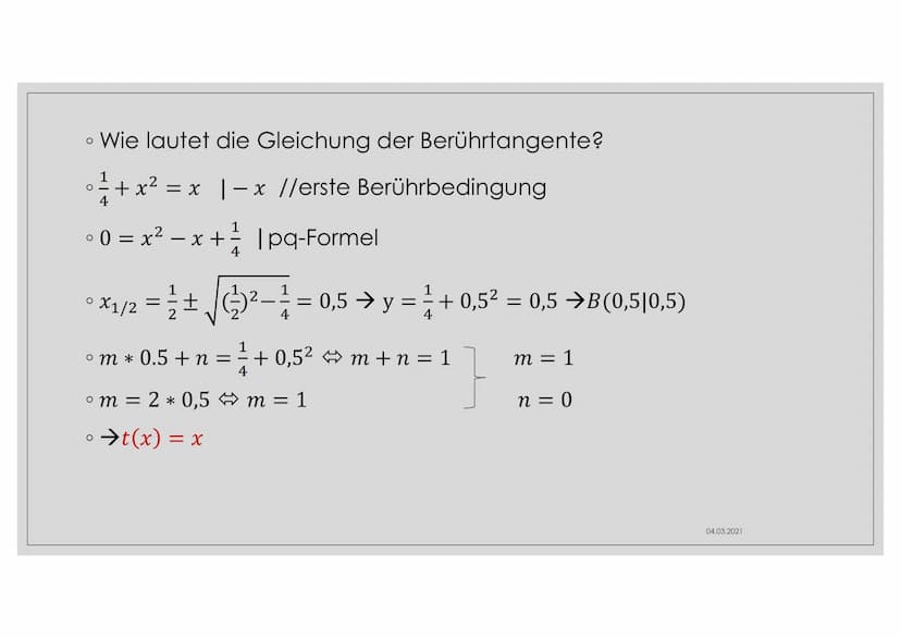 BERÜHRPROBLEM Thema
• Es berühren sich zwei Funktionen an einer Stelle (→ f und g
berühren sich an XB)
O
Diese Stelle nennt man Berührpunkt
