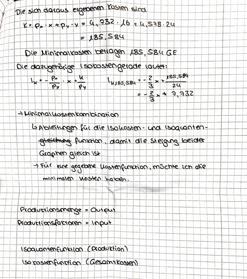 Mathe Klausur am 01. Dezember 21
Isoquanten funktion
→ Eine Isoquantenfunktion gibt alle kombinationsmöglich-
keiten zweier Produktionsfakto