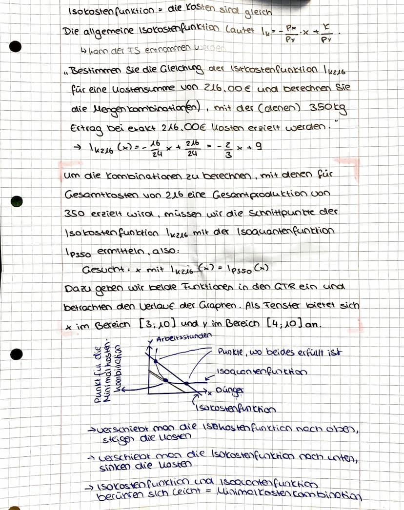 Mathe Klausur am 01. Dezember 21
Isoquanten funktion
→ Eine Isoquantenfunktion gibt alle kombinationsmöglich-
keiten zweier Produktionsfakto