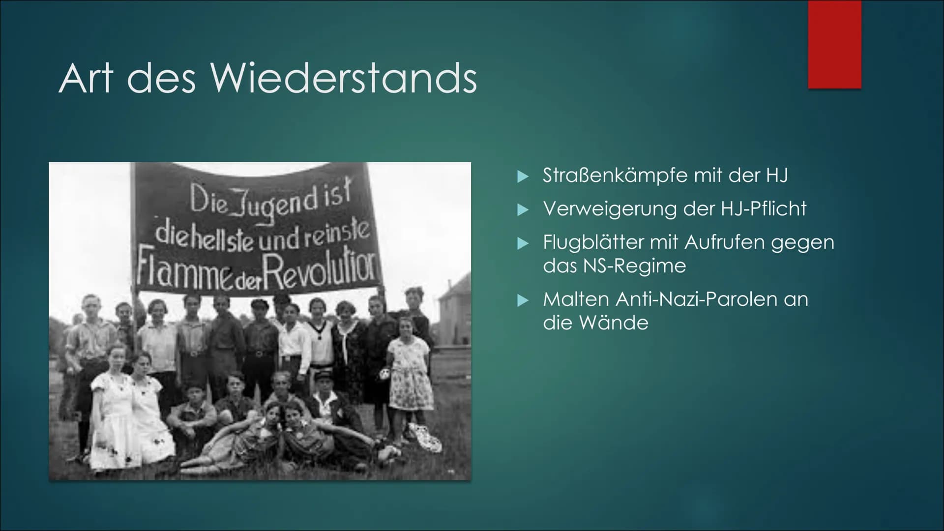 Edelweisspiraten Herkunft und Entstehung/
Allgemeines
► Während des 2. Weltkriges (auffallend aktiv:
1939-1945)
▸ Gründung: gebildet aus der