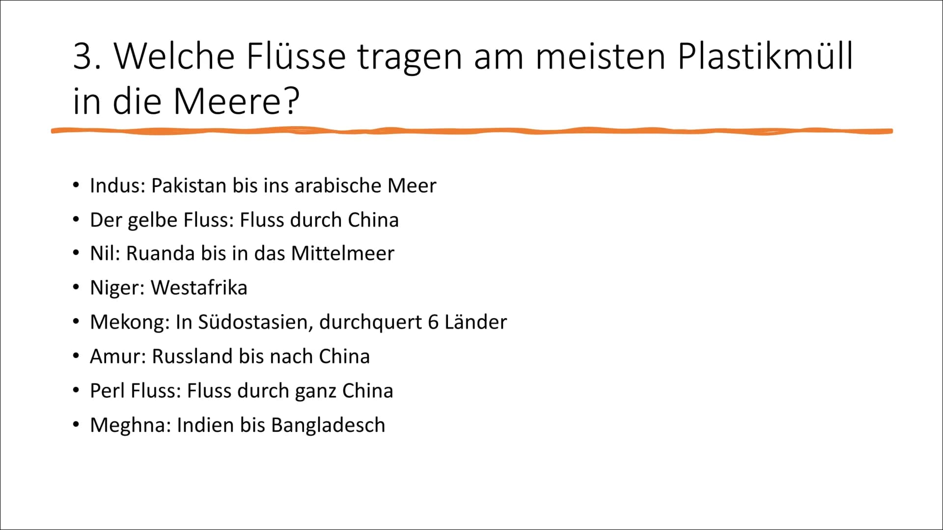 1
5
Ozeane versinken im
Plastikmüll
7 222
7 Gliederung
1.
Wie kommt das Plastik in die Ozeane?
2.
Wie viel Müll sammelt sich in den Ozeanen 