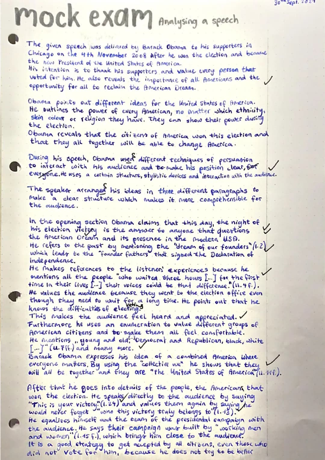 mockexam
The following speech was delivered by Barack Obama to supporters in
Chicago on the night of his election (November 4, 2008) as the 