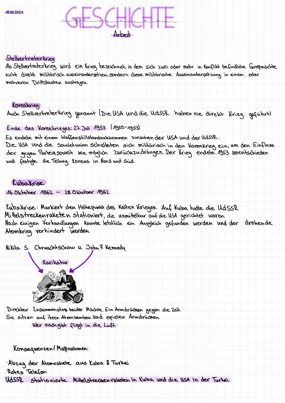 10.03.2021
GESCHICHTE
-Arbeit-
Stellvertreterkrieg
Als Stellvertreterkrieg wird ein Krieg bezeichnet, in dem sich zwei oder mehr in Konflikt