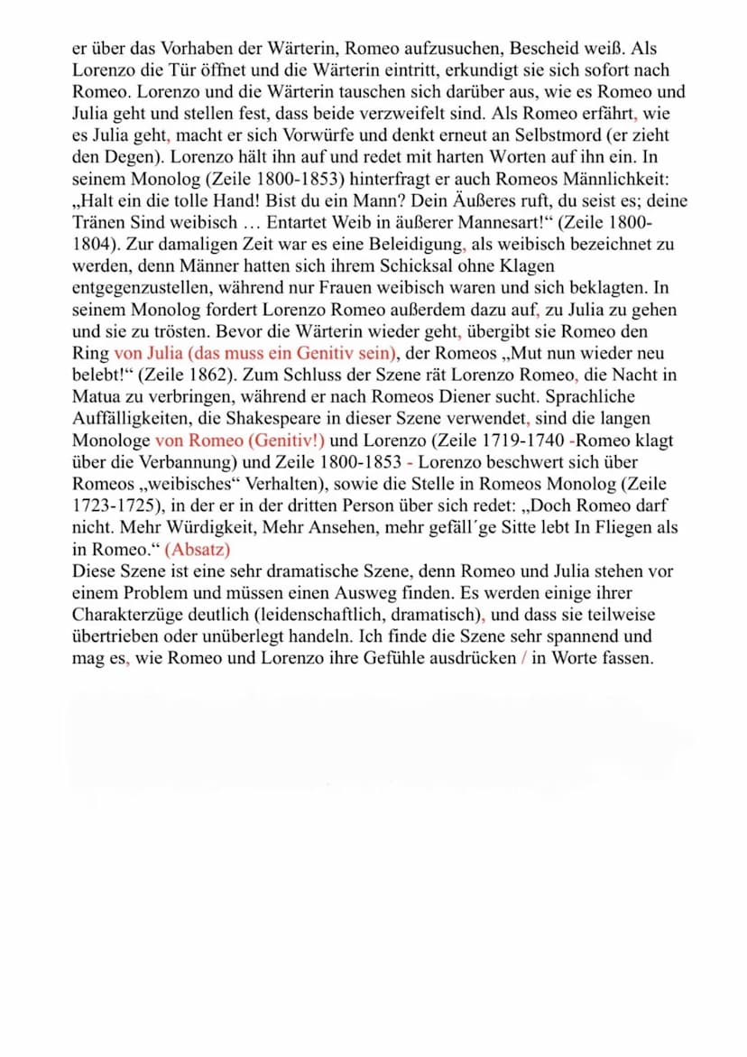 Interpretation Romeo und Julia
3.Akt 3. Szene
In der Tragödie ,,Romeo und Julia", 1597 von William Shakespeare
veröffentlicht, geht es um ei