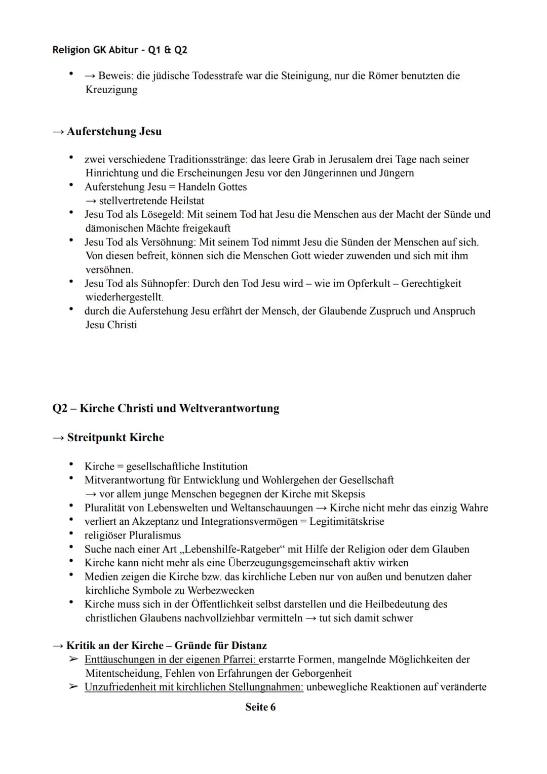 Religion GK Abitur - Q1 & Q2
Q1 Jesus Christus
Wer ist Jesus?
●
●
●
●
●
●
●
●
●
●
Jesus Christus: der von Gott Gesalbte, der Messias, Glaube