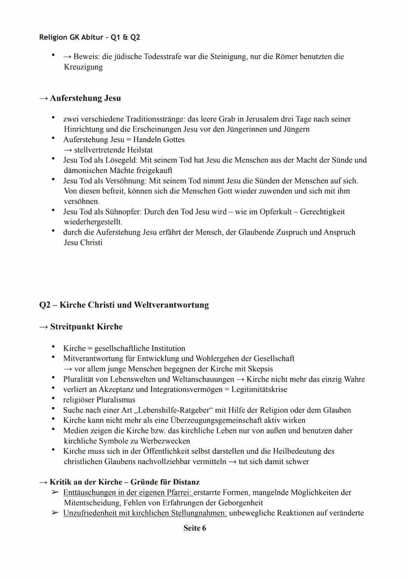 Religion GK Abitur - Q1 & Q2
Q1 Jesus Christus
Wer ist Jesus?
●
●
●
●
●
●
●
●
●
●
Jesus Christus: der von Gott Gesalbte, der Messias, Glaube