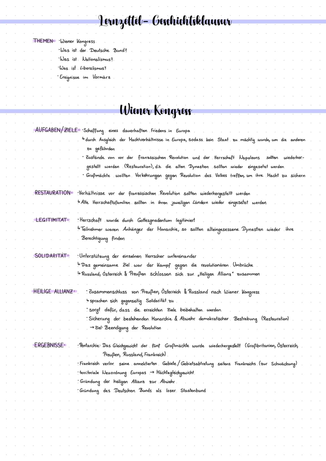 THEMEN: Wiener Kongress.
•Was ist der Deutsche Bund?
•Was ist. Nationalismus?.
Was ist Liberalismus?
• Ereignisse im Vormära
Wiener Kongress
