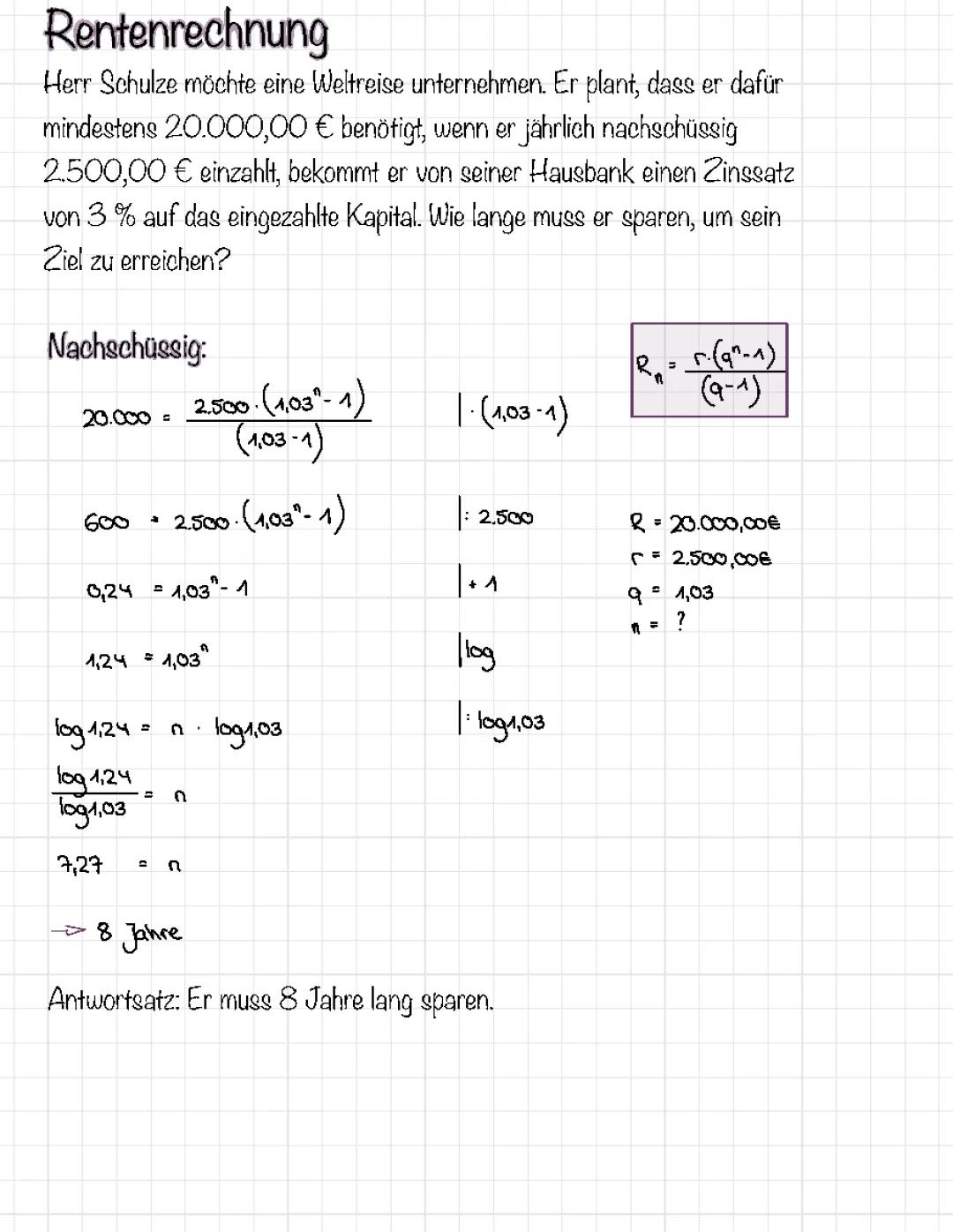 Finanzmathe- Rentenrechnung