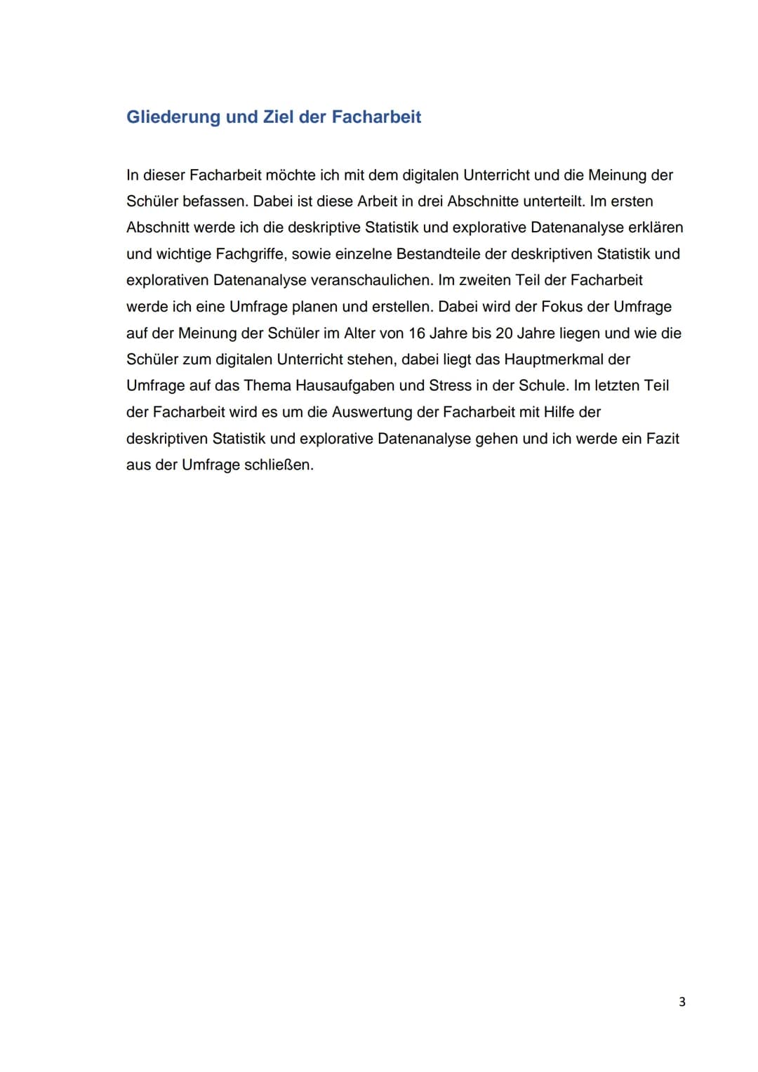 3.5.2021
Deskriptive
Statistik und
explorative
Datenanalyse
[Name]
Mathematik Inhaltsverzeichnis
Gliederung und Ziel der Facharbeit.
Erkläru