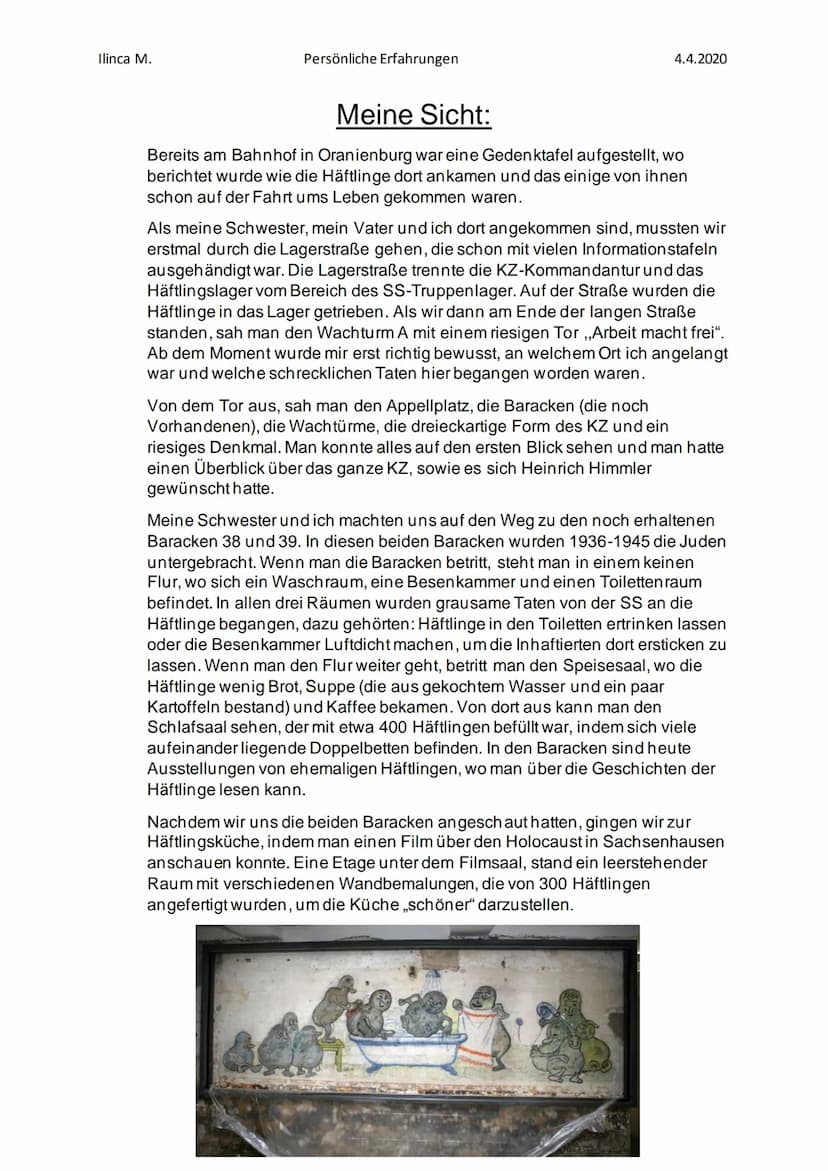 Ilinca M.
Persönliche Erfahrungen
Mein Aufenthalt in der Gedenkstätte
Sachsenhausen
Anfang& Architektur:
Das Konzentrationslager Sachsenhaus