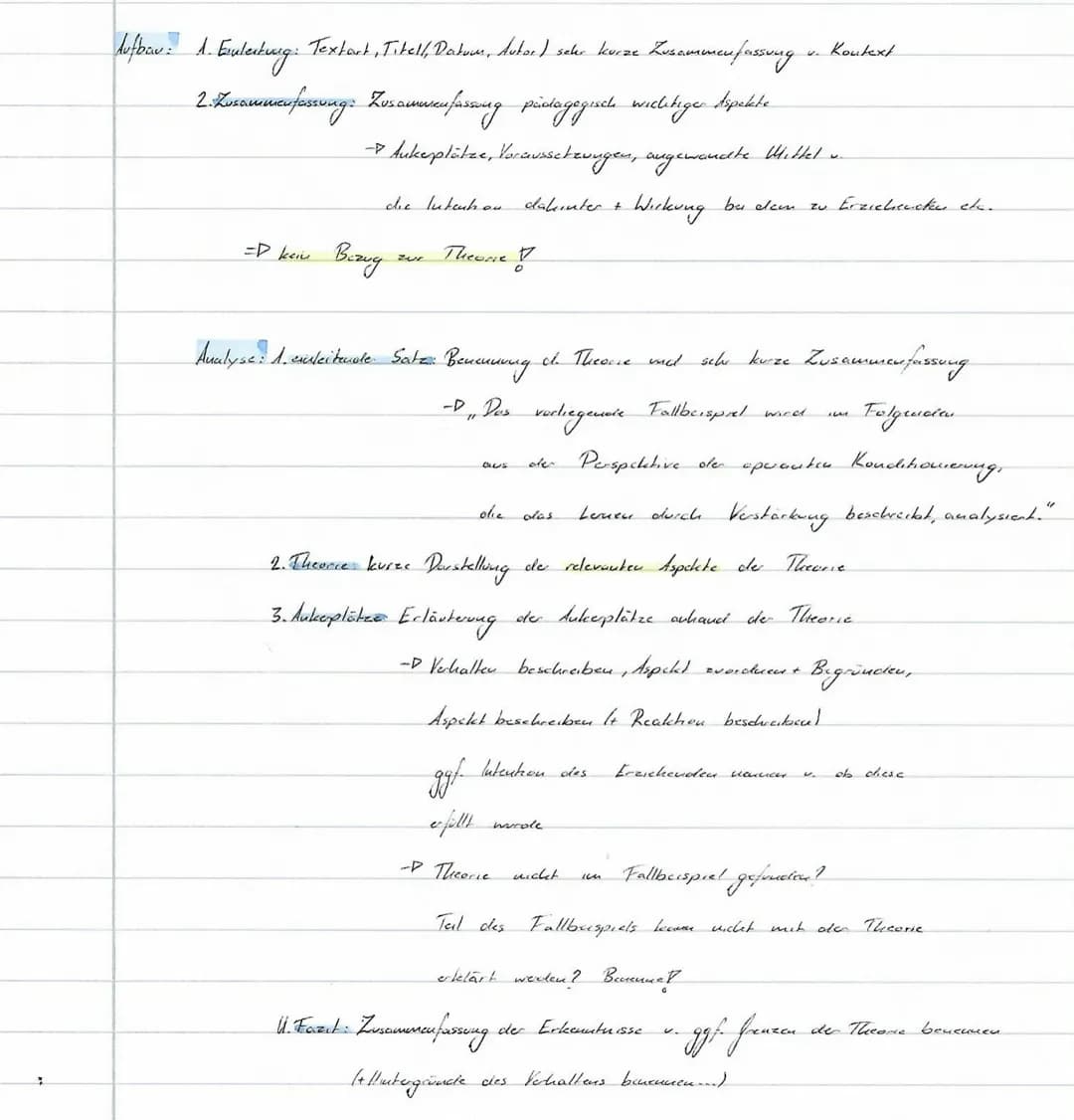 A. Exulertung:
Textart, Titell, Datum, dutor) sehr kurze Zusammenfassung
2. Kuwfassung: Zusammenfassung pricdagegeel welchige kyukle
Aufbau: