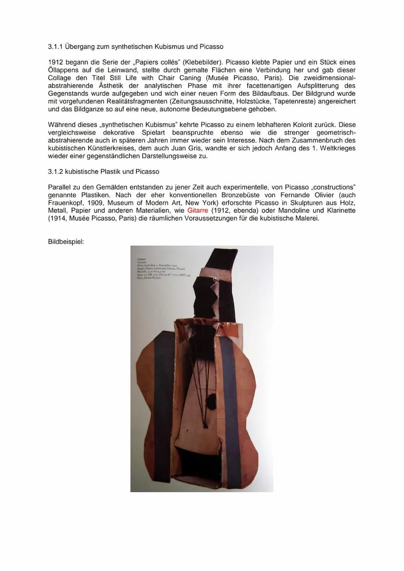 Kubismus
1. Eine Einführung:
Kubismus, Richtung der modernen Kunst seit 1907, die neue Darstellungsformen
entwickelte, besonders in der Male