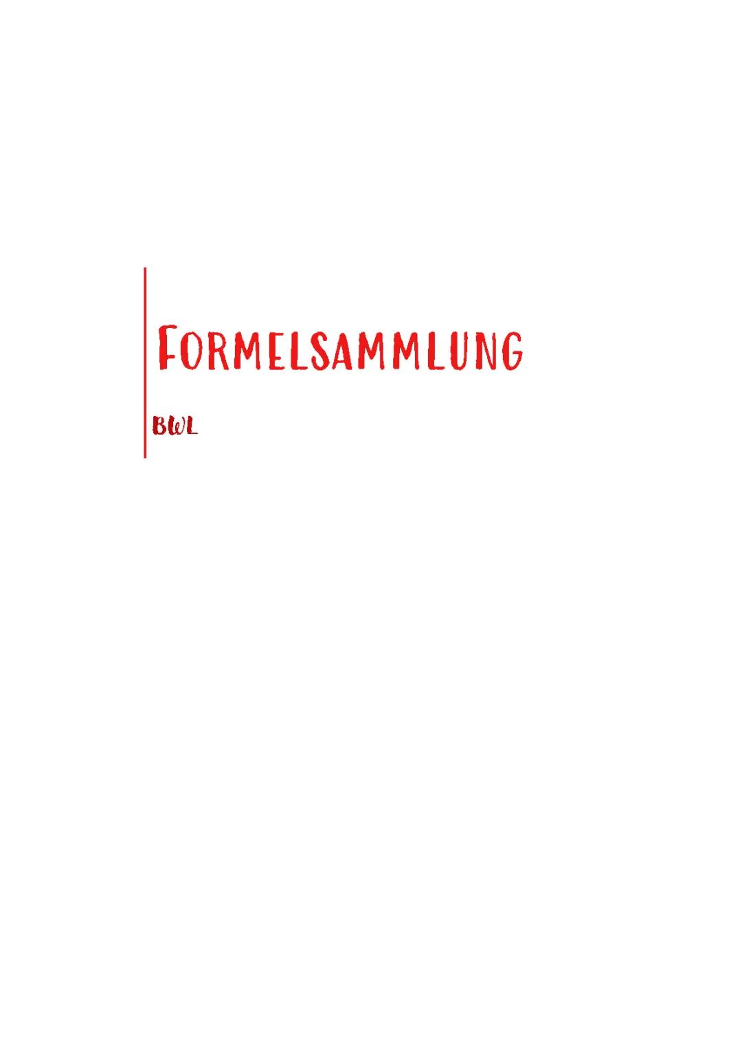 BWL Formelsammlung für das Abitur (PDF) – Wichtige Formeln und Aufgaben