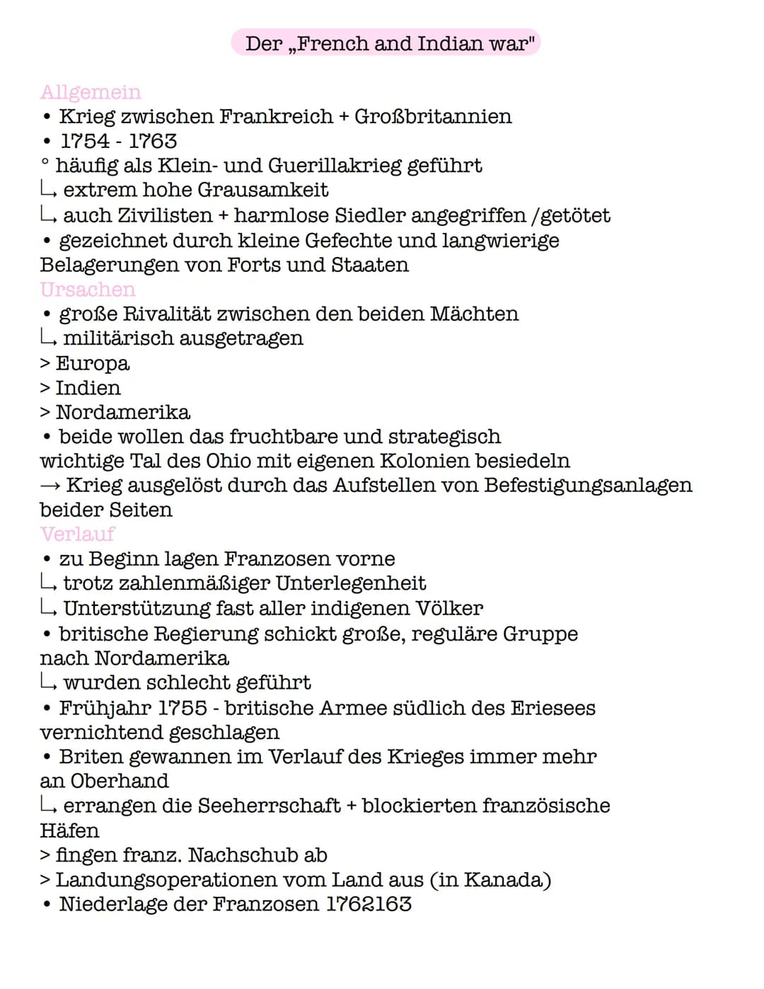 Allgemein
Krieg zwischen Frankreich + Großbritannien
● 1754-1763
O
häufig als Klein- und Guerillakrieg geführt
Lextrem hohe Grausamkeit
L au