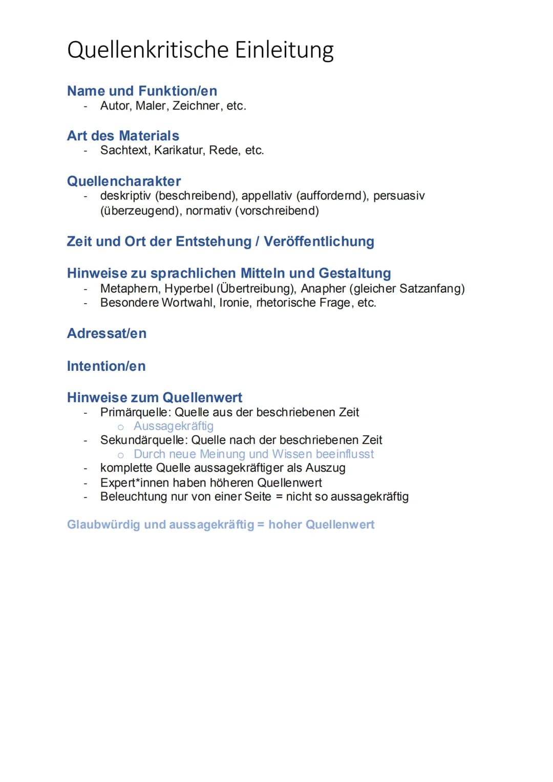 Quellenkritische Einleitung
Name und Funktion/en
Autor, Maler, Zeichner, etc.
Art des Materials
Sachtext, Karikatur, Rede, etc.
Quellenchara