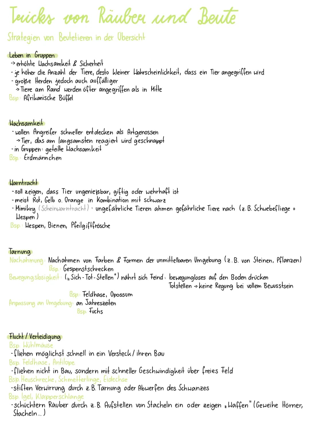 Tricks von Räuber und Beute
Strategien von Beutetieren in der Übersicht
Leben in Gruppen
-> erhöhte Wachsamkeit & Sicherheit
höher die Anzah