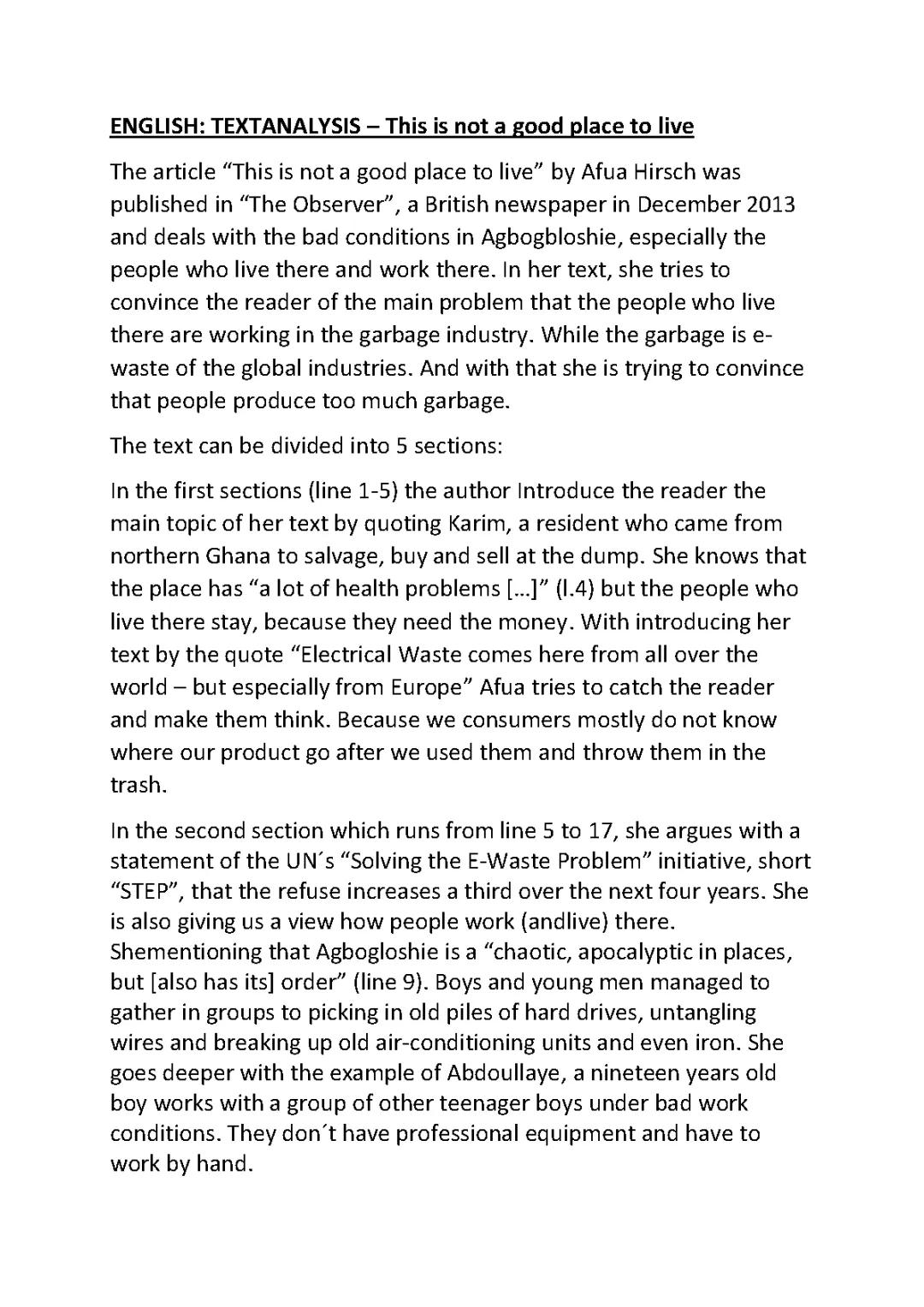 Textanalyse: 'This is Not a Good Place to Live' von Afua Hirsch