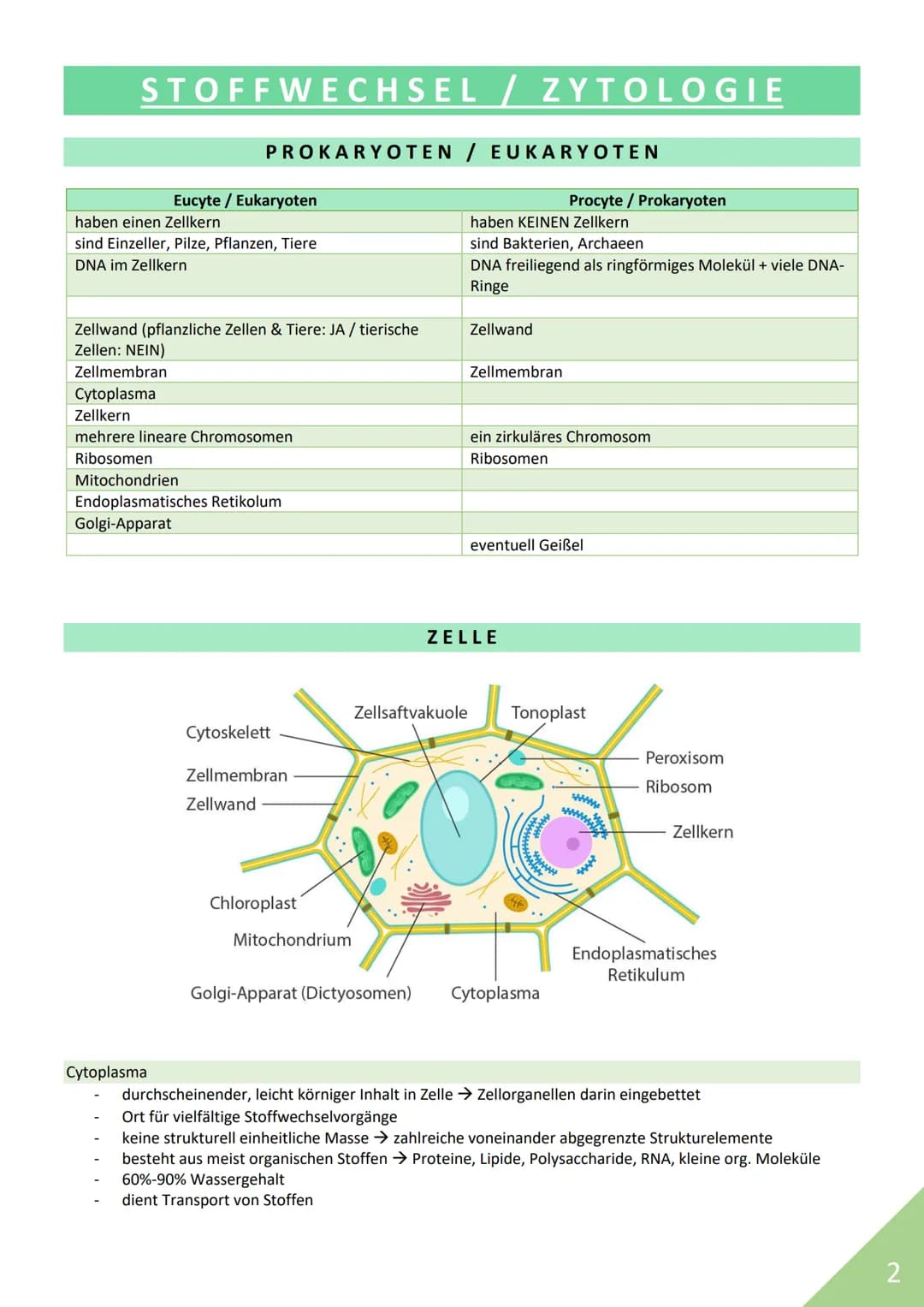 BIOLOGIE Abitur 2021
Themen:
1. Stoffwechsel / Zytologie
2. Ökologie
3. Genetik
4. Evolution
5. Neurobiologie
M
1 STOFFWECHSEL / ZYTOLOGIE
P