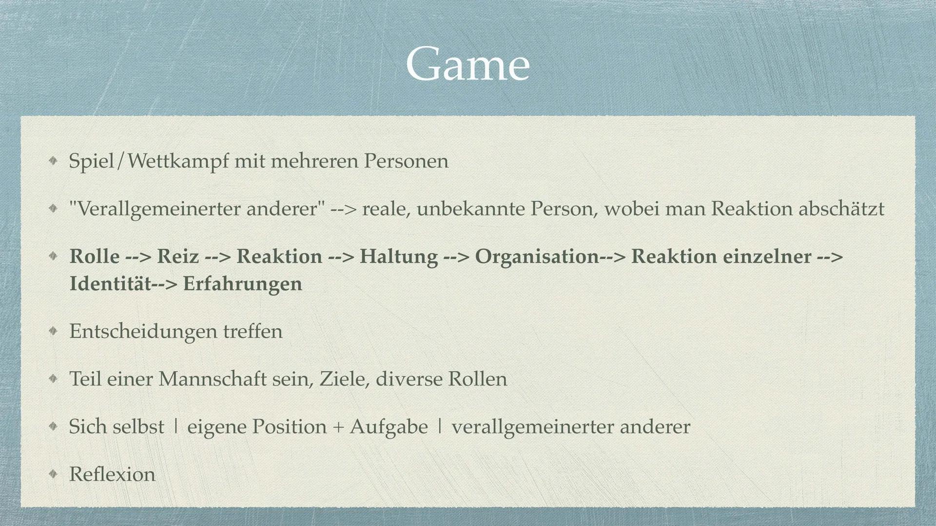 MEAD UND KRAPPMANN
By Jan-Luca and Sara ◆ MEAD
4 Instanzen
Ich Identität
✦ Play and Game
KRAPPMANN
Rollenmodell --> Konflikte
Die balanciere