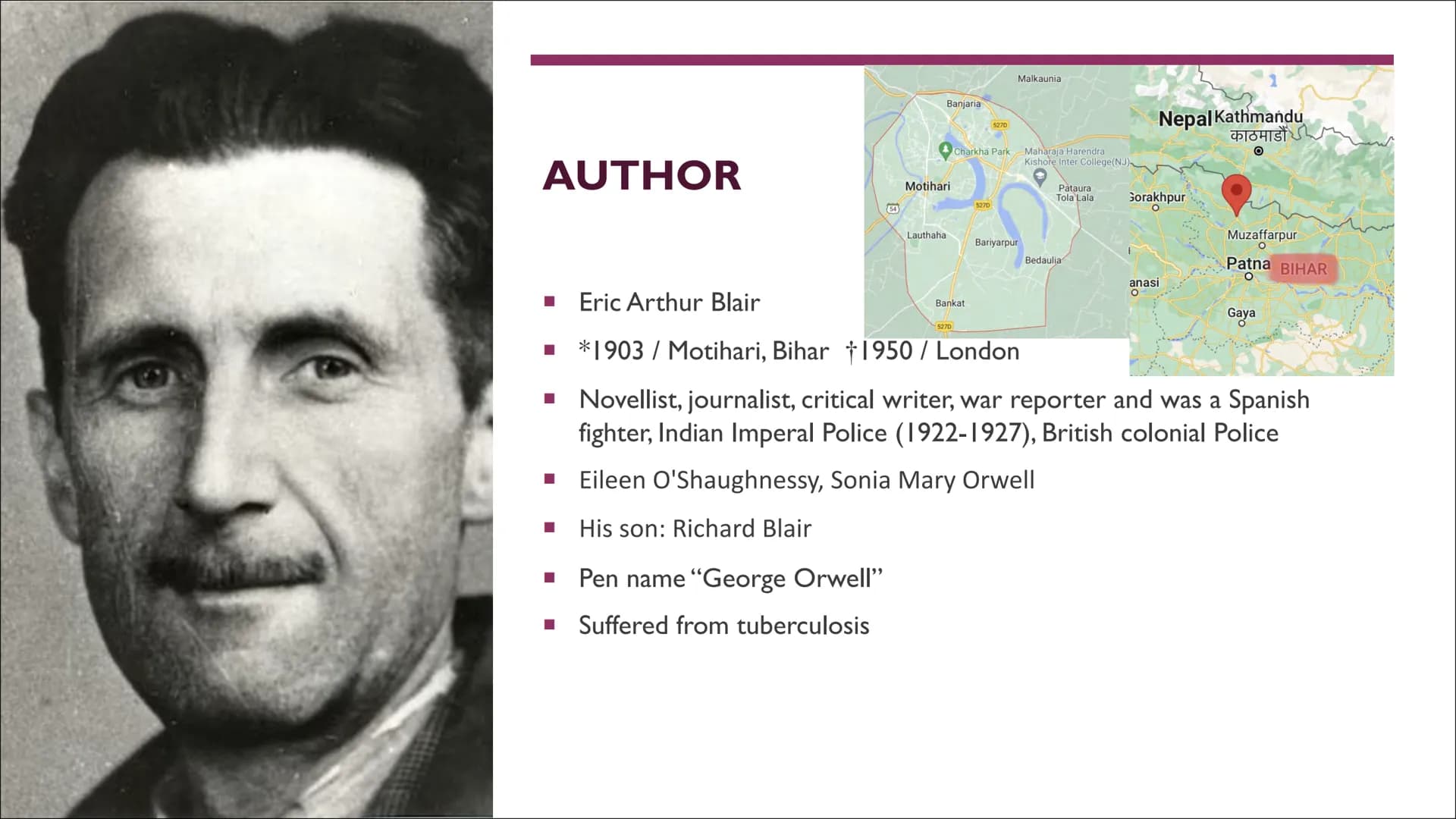 NINETEEN-EIGHTY FOUR
(1984)
GEORGE ORWELL
PRESENTED BY ...
GEORG E
OR WELL
FREEDOM 15
SLAVERY
PEACE OUTLINE
■ Handout
■ Author
■ Book Inform