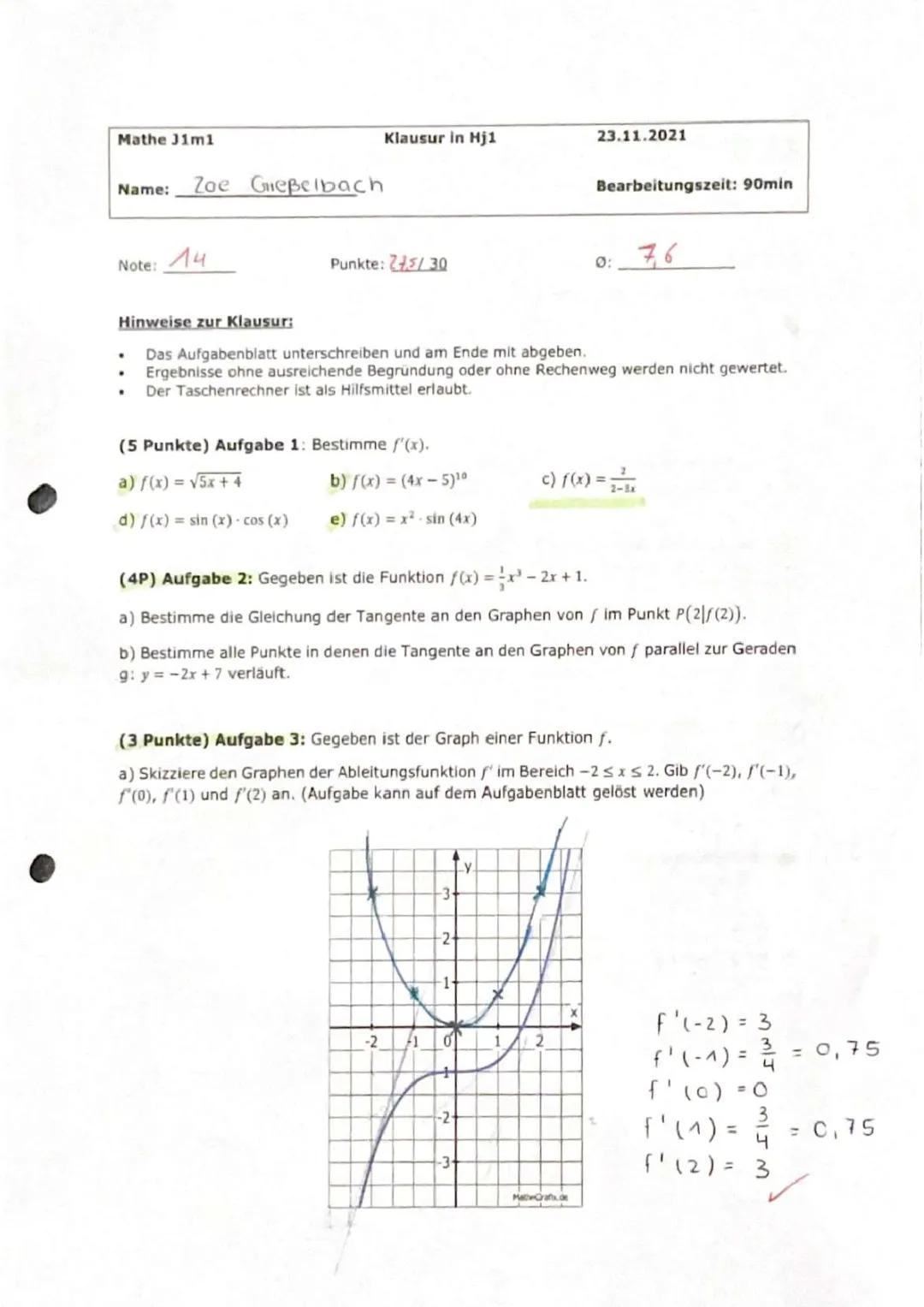 Mathe Klasse 11: Übungen, Klausuren und Lösungen als PDF