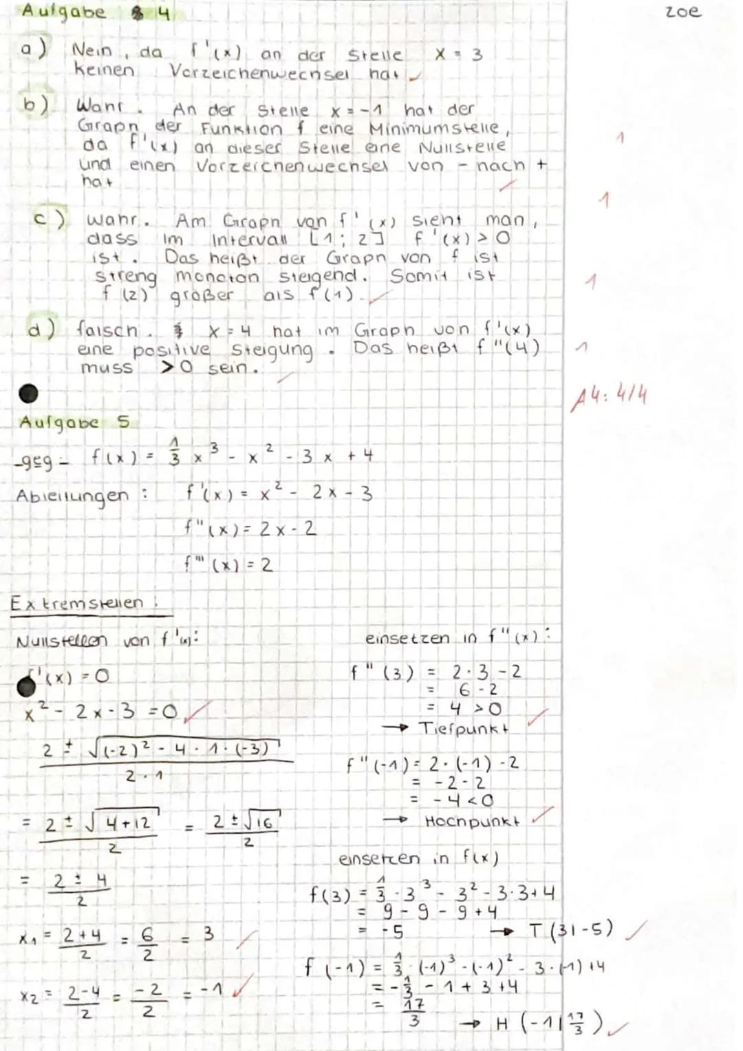 Mathe J1m1
Name: Zoe Gießelbach
Note:
.
14
.
Klausur in Hj1
Punkte: 245/30
Hinweise zur Klausur:
Das Aufgabenblatt unterschreiben und am End