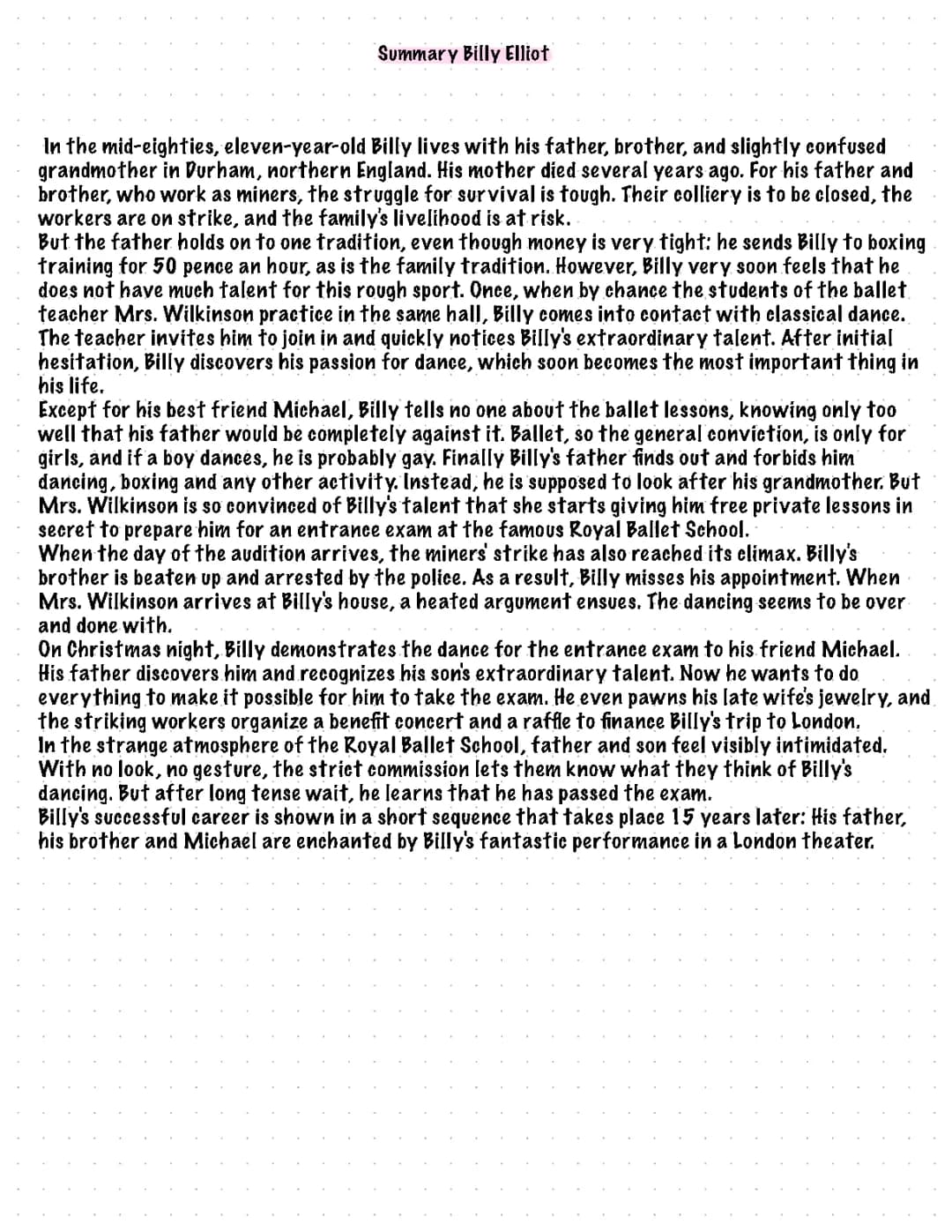 Billy Elliot - True Story, Scenes & Tom Holland