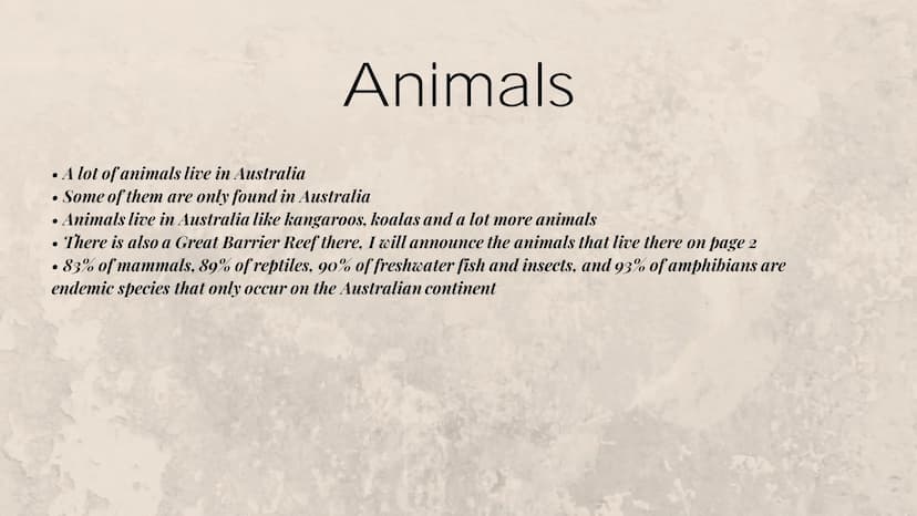 LERNZETTEL
Australien ●
A lot of animals live in Australia
Animals
• Some of them are only found in Australia
• Animals live in Australia li