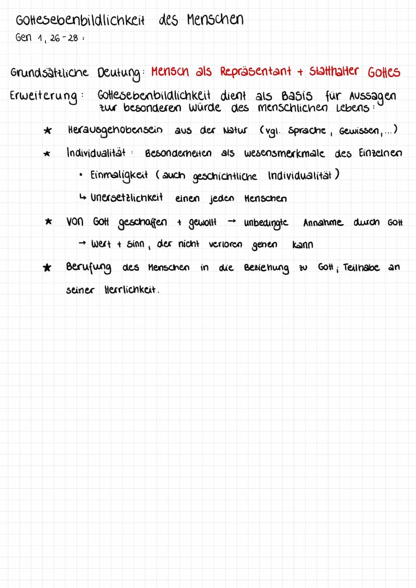 Das Menschenbild
Individualität
Mensch ist unersetzlich
enge Beziehung zw.
Mensch + Goff *
jeder Mensch hat einen
EIGENWERT
5
10
15
20
25
30