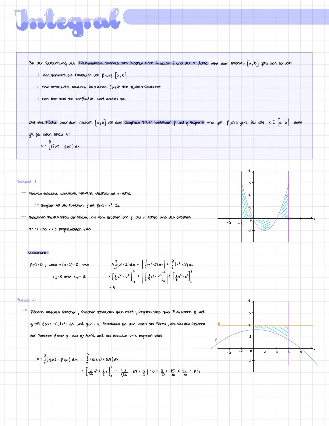 # Integral

Der Flächeninhalt A zwischen dem Grophen der Funktion f mit f(x) = x² und der x-Achse soll weer dem intervall [0: 1] bestimmt we