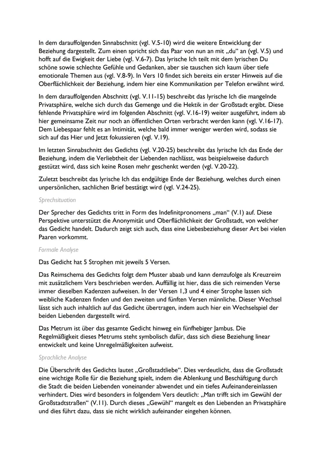 Gedichtsanalyse
Mascha Kaléko, Großstadtliebe (1933)
Meine Lösung für die Schulaufgabe (10.Klasse, Gymnasium), Note: 1-
5
10
15
20
25
Man le