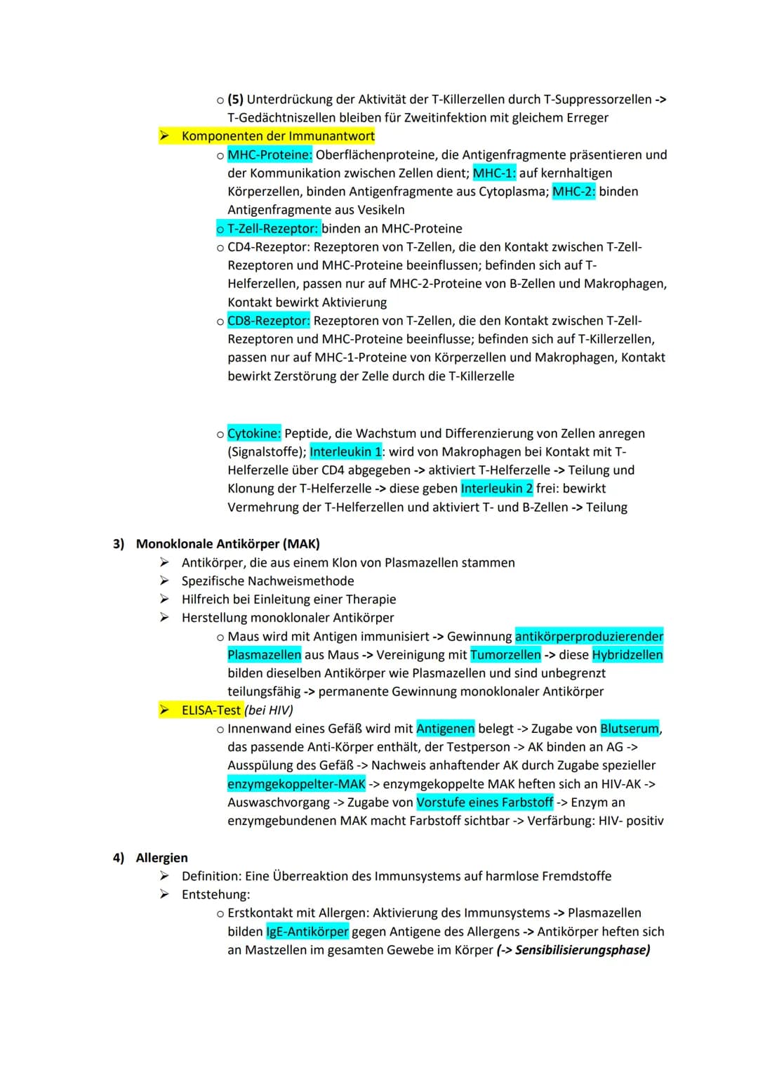 BIOLOGIE ZUSAMMENFASSUNG - IMMUNBIOLOGIE
1) Unspezifische Abwehr
➤ Angeboren, unspezifisch, kein Gedächtnis
Unterscheidet nur zwischen körpe