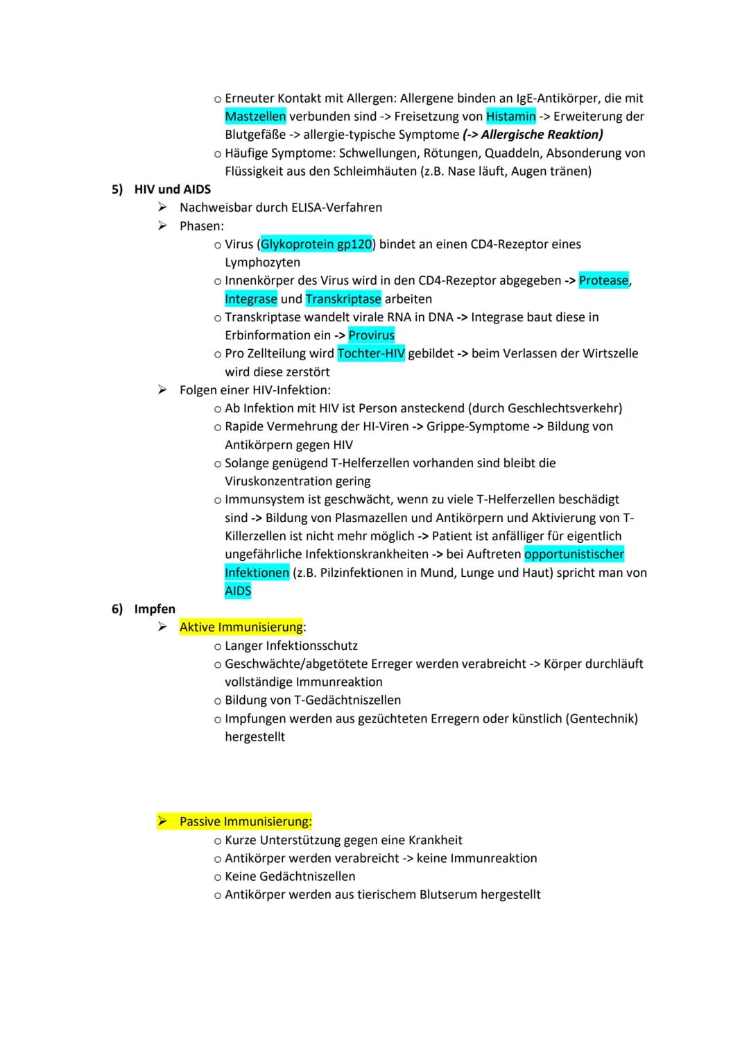 BIOLOGIE ZUSAMMENFASSUNG - IMMUNBIOLOGIE
1) Unspezifische Abwehr
➤ Angeboren, unspezifisch, kein Gedächtnis
Unterscheidet nur zwischen körpe