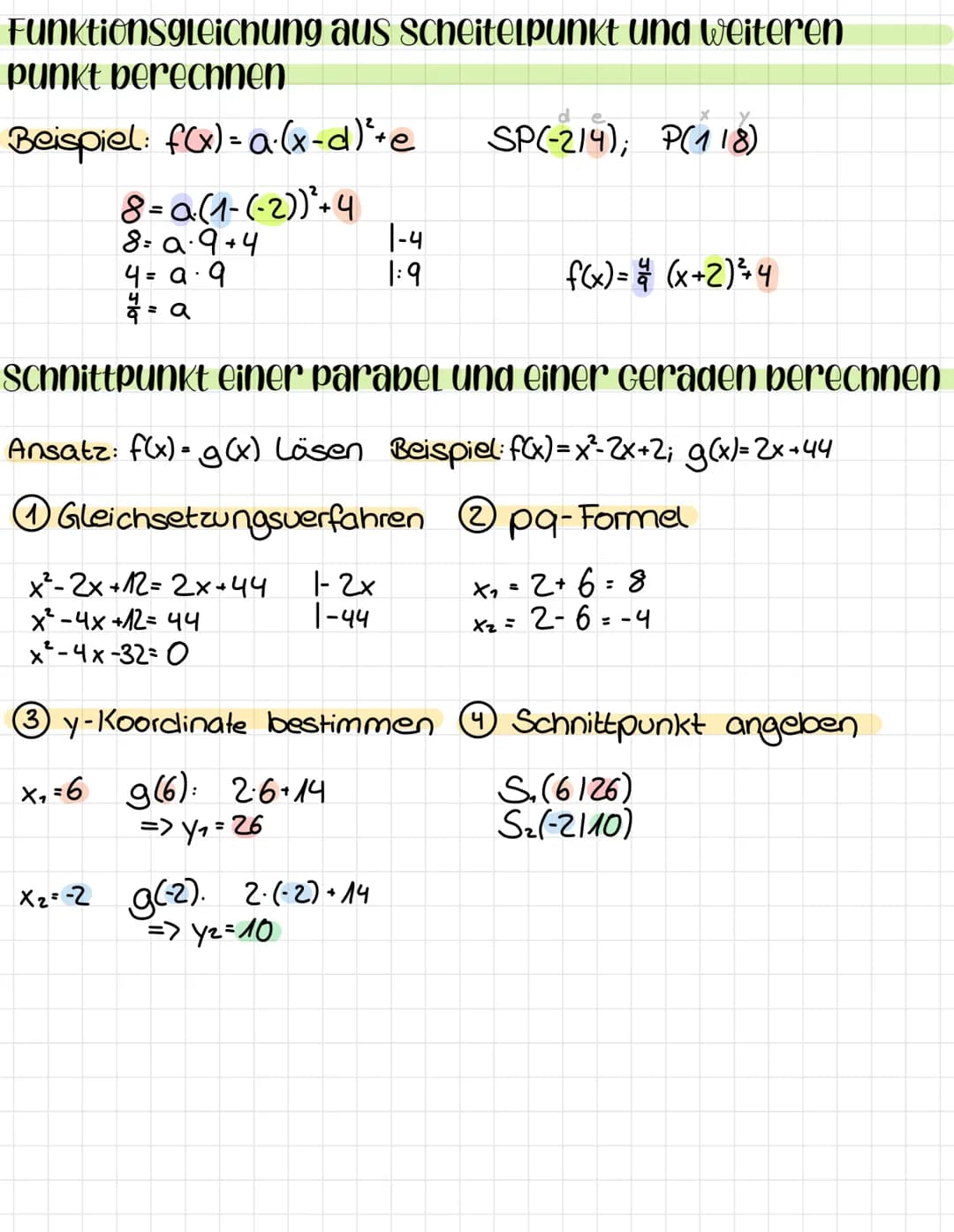 Quadratische Funktion
Funktion 2. crades-
Formen
Normalform
f(x) = ax²+bx+c (y-Achsenabschnitt ablesbar)
Scheitelpunktform f(x)=(x-d)²+e (Sc