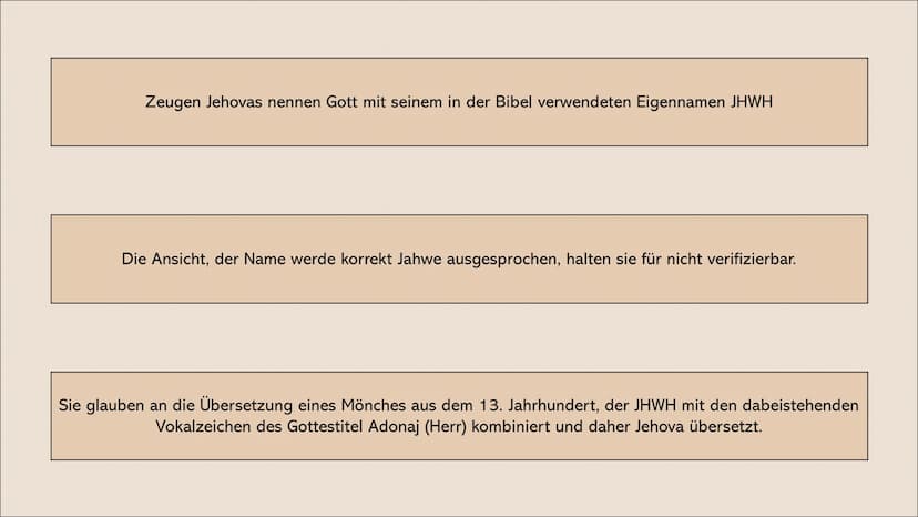 Zeugen Jehovas Inhaltsverzeichnis
●
.
●
●
●
●
●
●
●
●
●
Gründung
Mitglieder
Glaube
Mensch
Name Jehova
Harmagedon
Missionsarbeit
Verbote
Fest