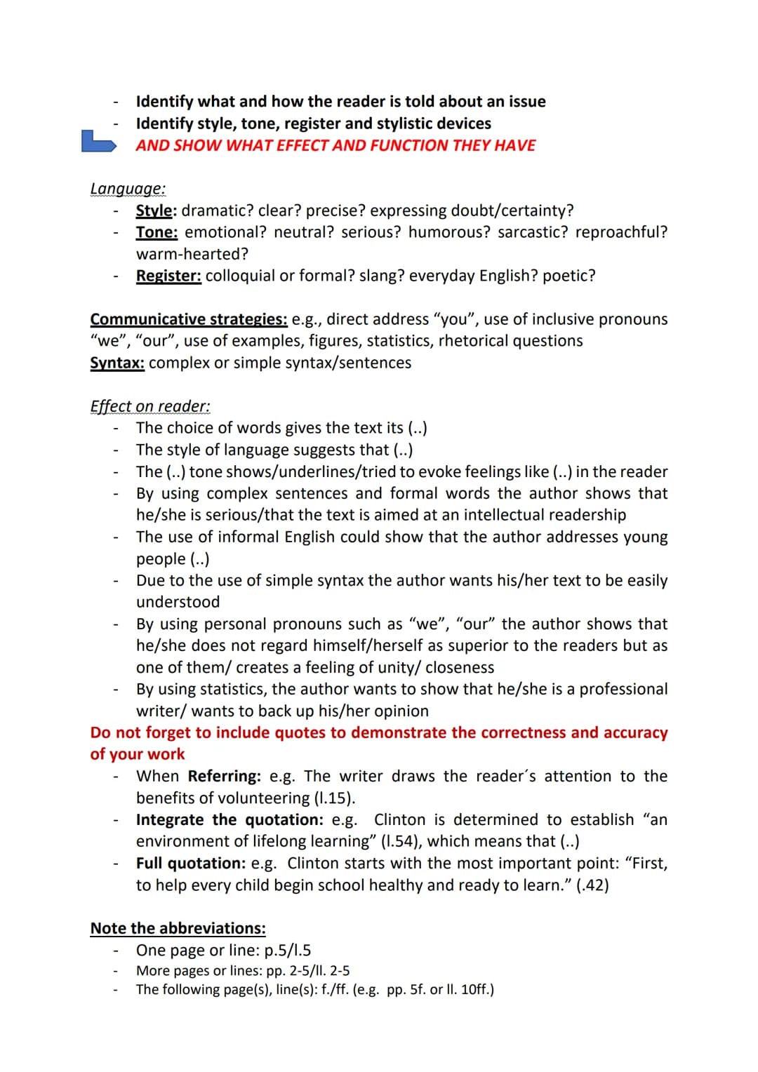 1) Comprehension
Linking sentence: "The first task it to..." (repeat the assignment's words)
Possible operators:
How to deal with written ex