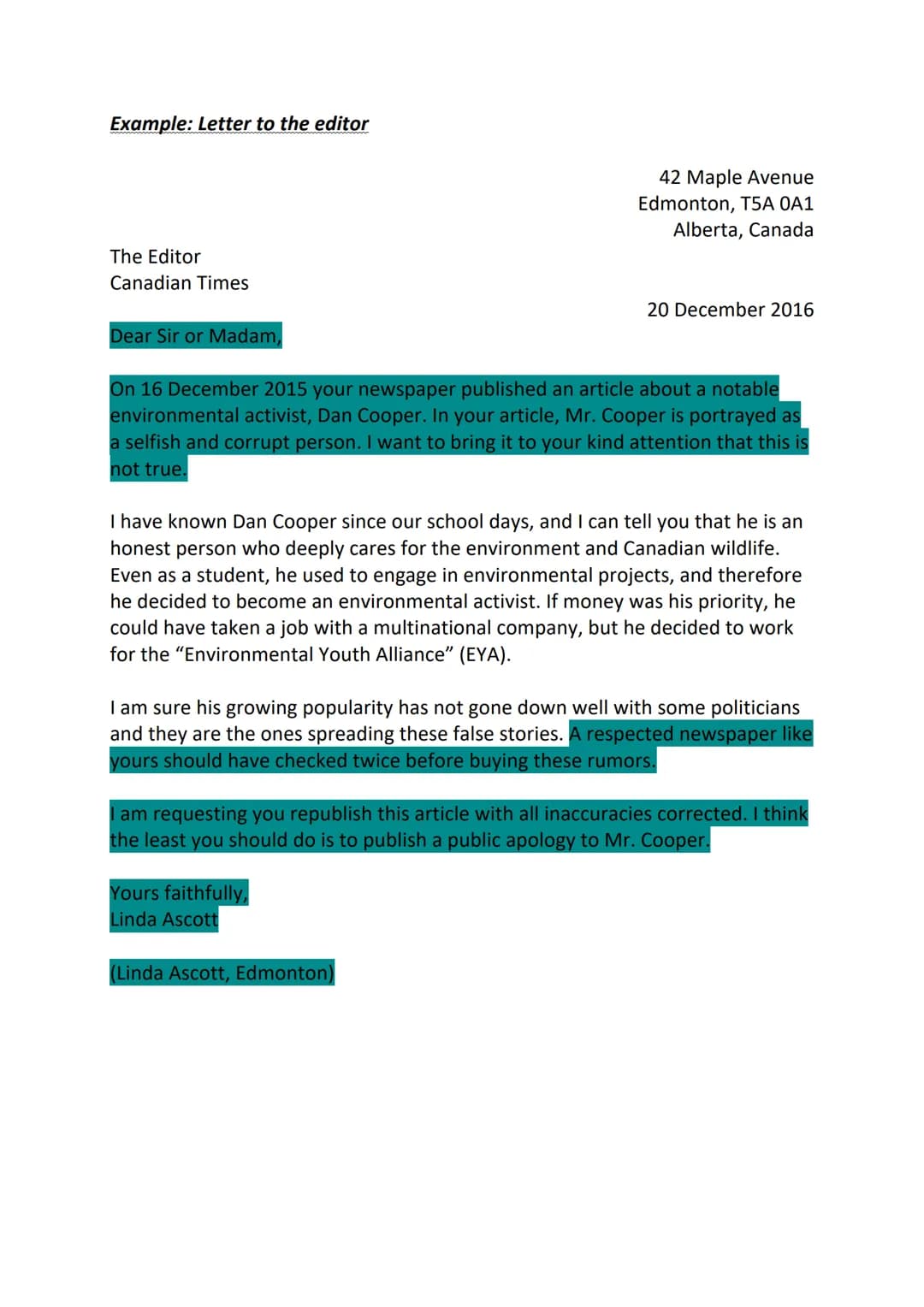 1) Comprehension
Linking sentence: "The first task it to..." (repeat the assignment's words)
Possible operators:
How to deal with written ex