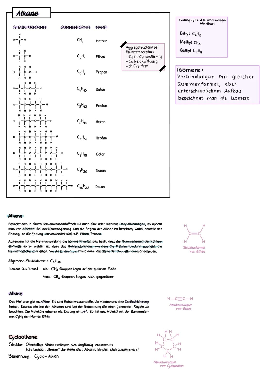 Alkane
STRUKTURFORMEL
++
H.
H
H-C
H
H-C-
T
H
Ï
H-C
H H
H H
H
H
H H
·C
I
HH H H
T
H H
H H H H H H H
H-C-C
H-C
H
T
H H H
H
HH H
H
H-C -ç-ç
-U-