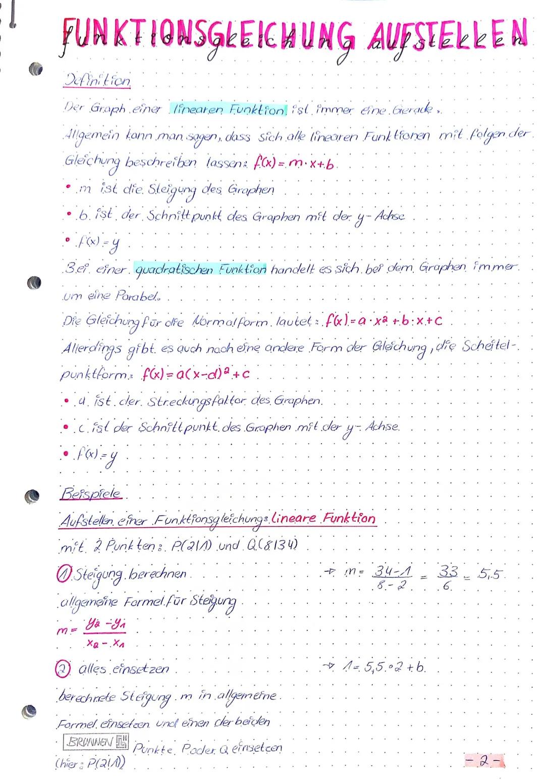 # FUNKTIONSGLEICHUNG AUFSTELLEN

Definition

Der Graph einer linearen Funktion ist immer eine Gerade.

Allgemein kann man sagen, dass sich a