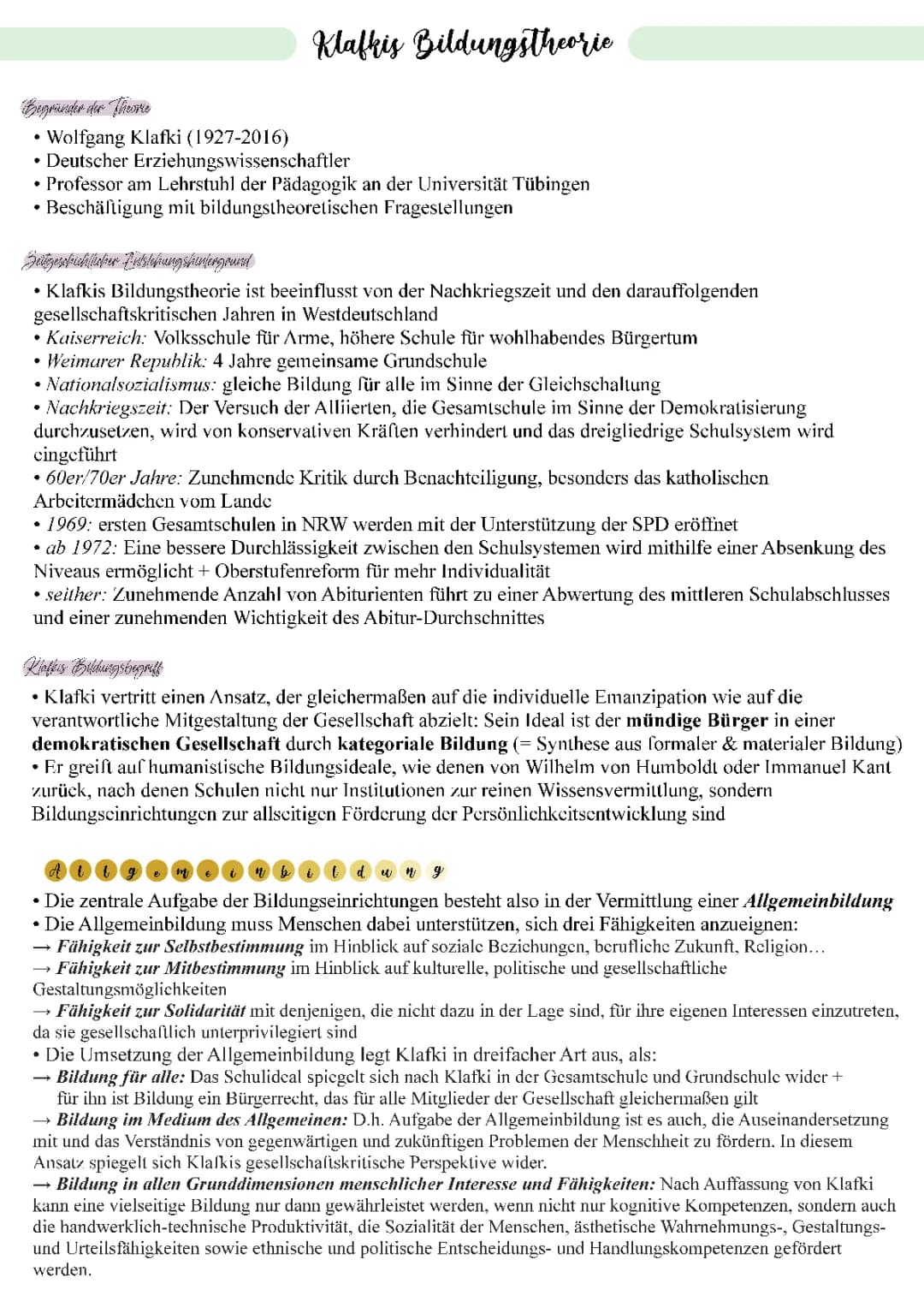 Wolfgang Klafki - Bildungstheorie