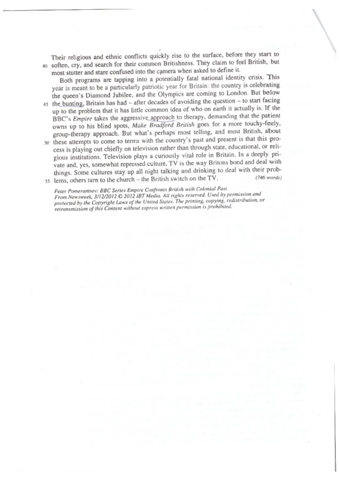 Part 1: Reading Comprehension
For multiple choice or right/wrong questions please note:
Tick the correct solution(s)
Give reference from the