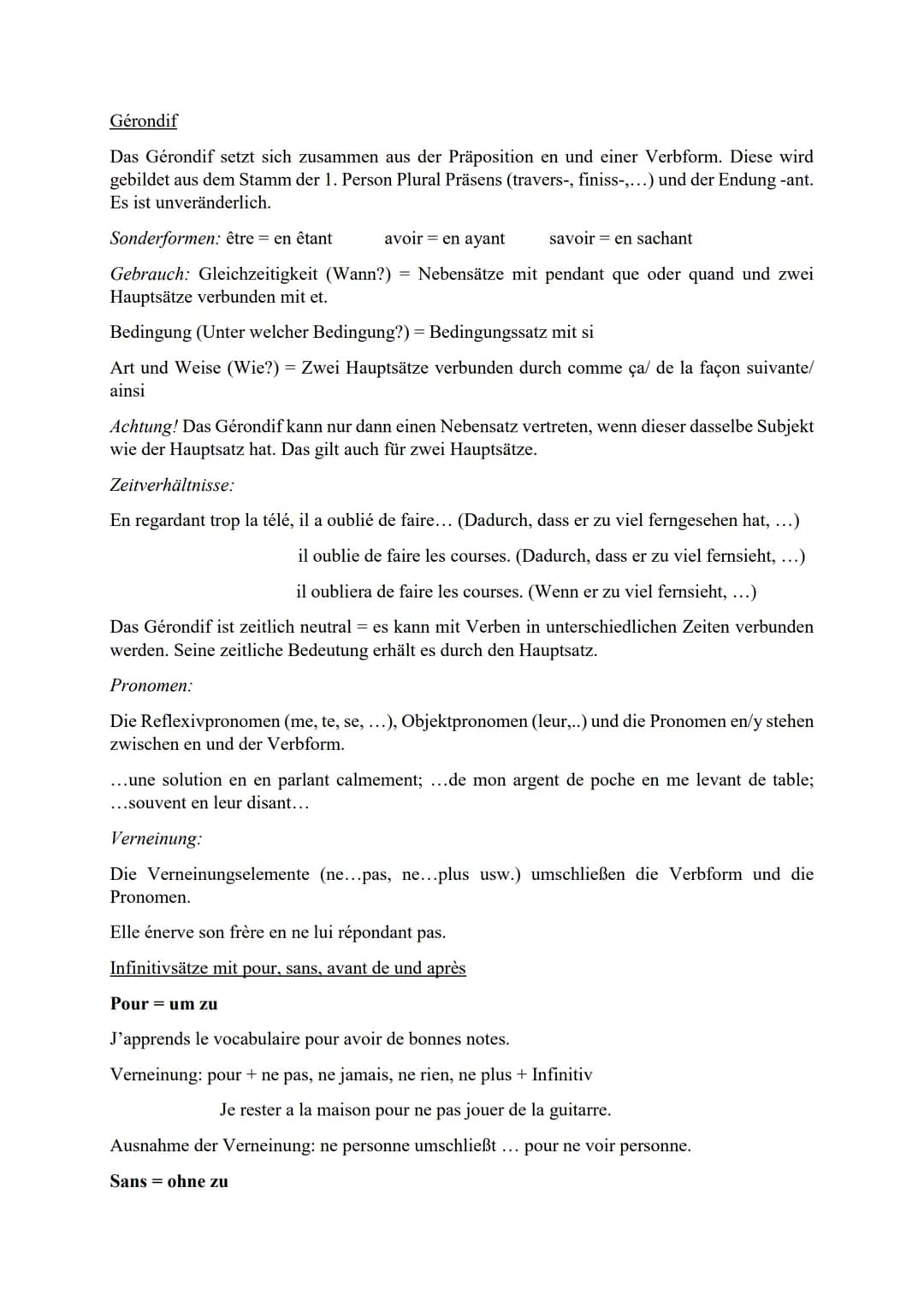 Gérondif
Das Gérondif setzt sich zusammen aus der Präposition en und einer Verbform. Diese wird
gebildet aus dem Stamm der 1. Person Plural 