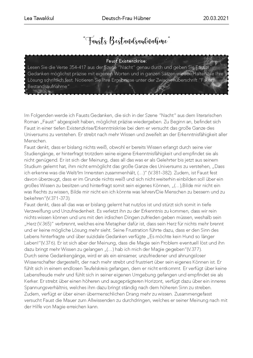 Warum hat Faust eine Existenzkrise? - Botschaft und Szenenanalyse