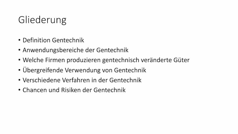 Chancen und Risiken der
Gentechnik Gliederung
• Definition Gentechnik
Anwendungsbereiche der Gentechnik
• Welche Firmen produzieren gentechn