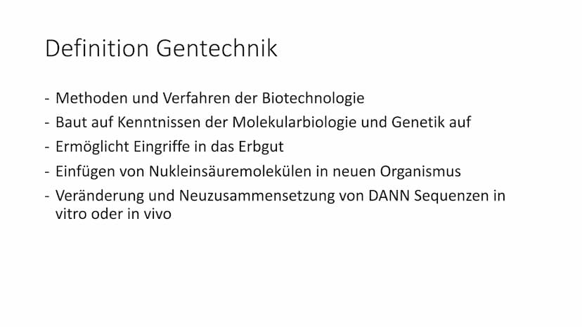 Chancen und Risiken der
Gentechnik Gliederung
• Definition Gentechnik
Anwendungsbereiche der Gentechnik
• Welche Firmen produzieren gentechn