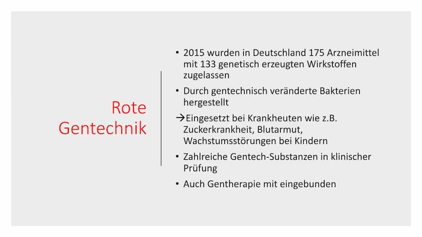 Chancen und Risiken der
Gentechnik Gliederung
• Definition Gentechnik
Anwendungsbereiche der Gentechnik
• Welche Firmen produzieren gentechn