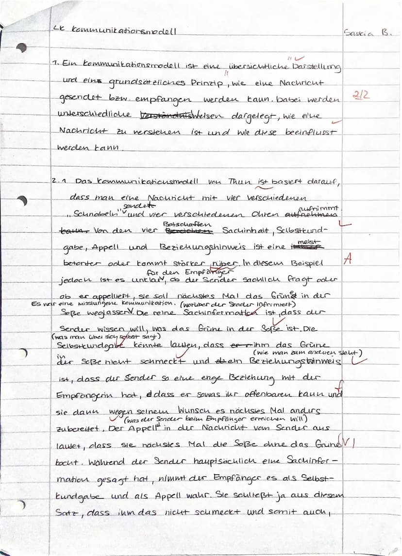 Deutschtest
Kommunikationsmodelle
Aufgabe 1:
2 [2]
Erklären Sie, was man allgemein unter einem ,,Kommunikationsmodell" versteht.
Aufgabe 2:
